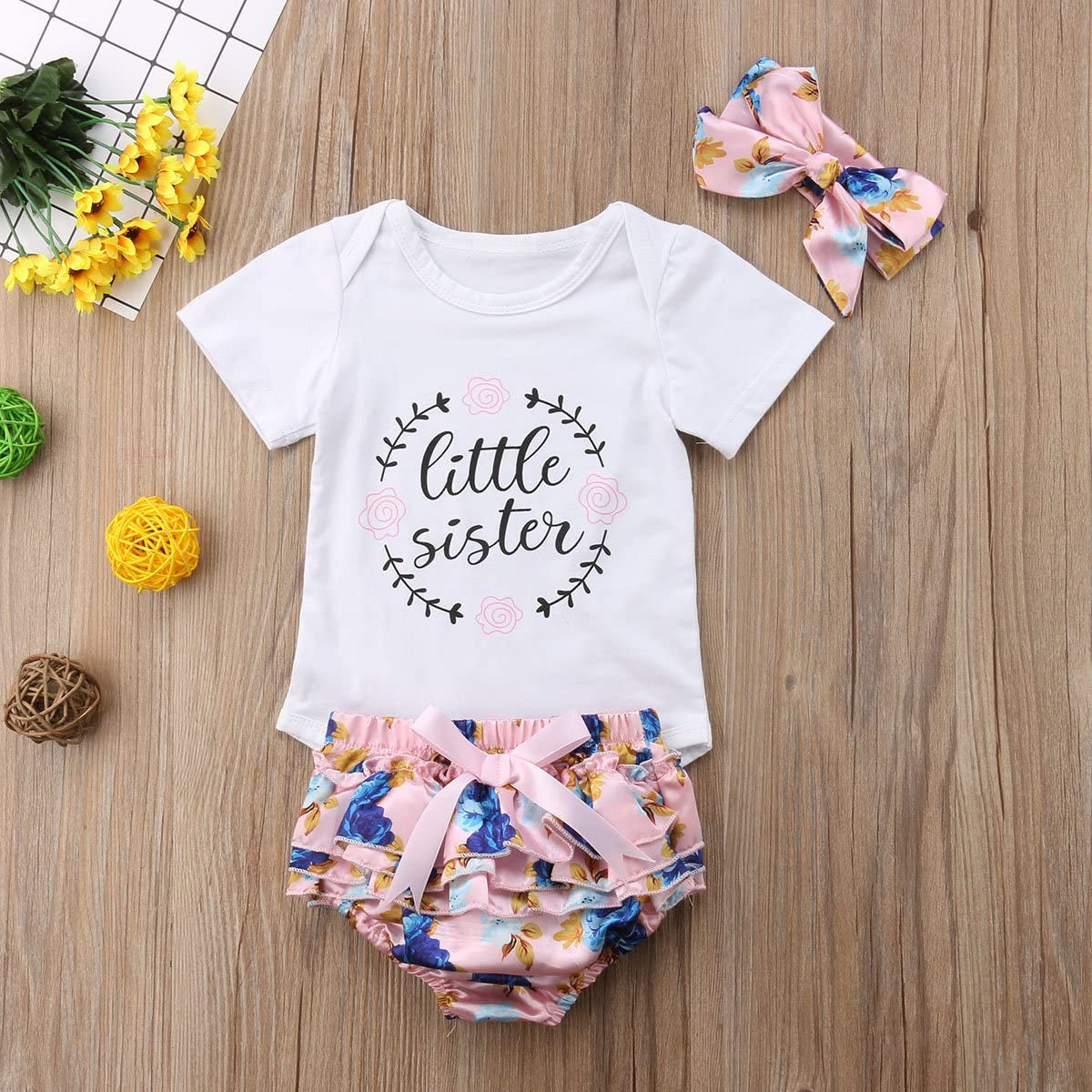 Baby Girls Jumpsuit Newborn Infant Kids Floral Clothes Shorts Summer Romper Bodysuit Sundress Outfits (3-6 Months, Pink)