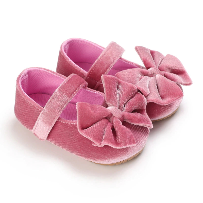 0-12M Princess Newborn Baby Girl Shoes Cute Bow Velvet Crib Shoes Christmas Xmas Gift