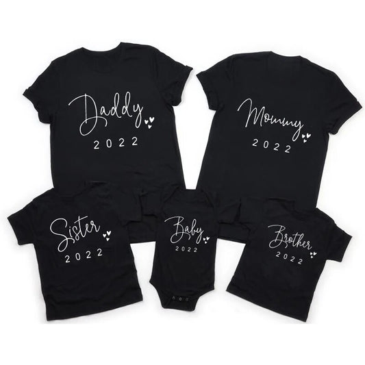 Funny Daddy Mommy Brother Sister Baby 2022 Family Matching Clothes Outfits Father Son Mother and Daughter Tshirts Baby Clothes