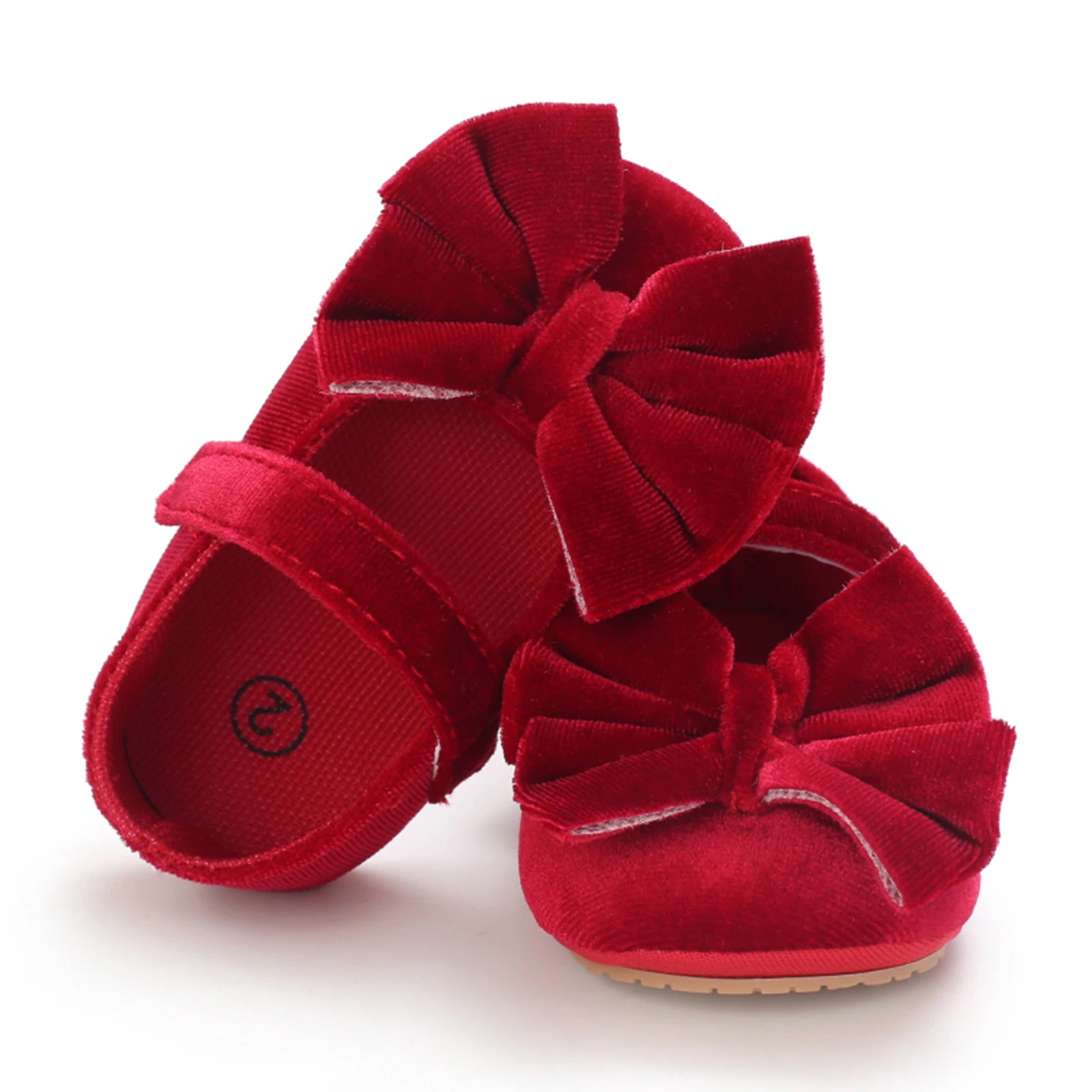 0-12M Princess Newborn Baby Girl Shoes Cute Bow Velvet Crib Shoes Christmas Xmas Gift