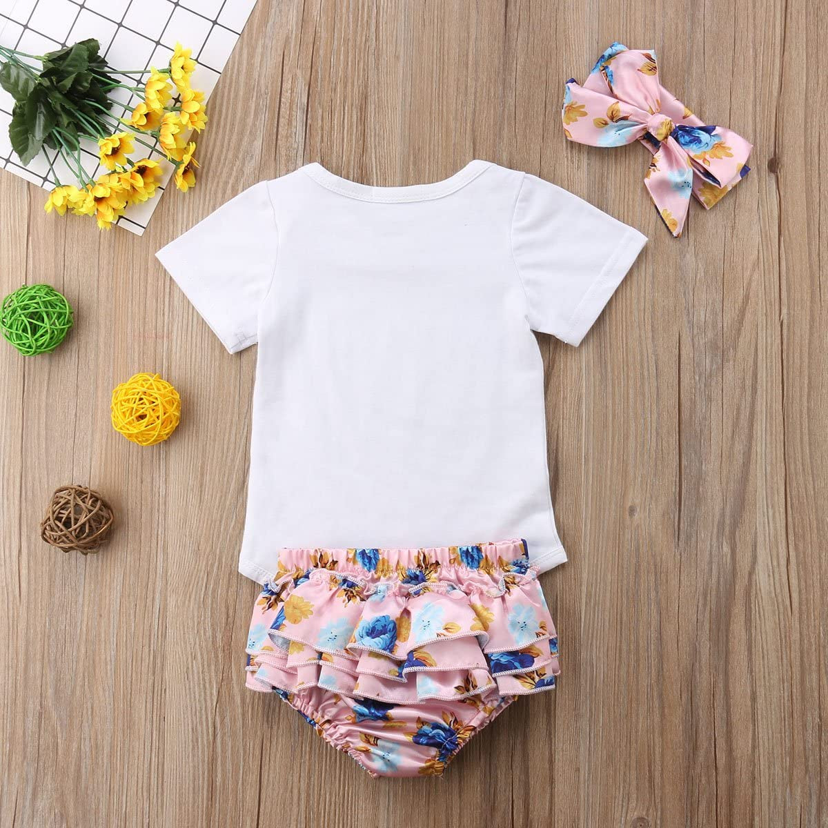 Baby Girls Jumpsuit Newborn Infant Kids Floral Clothes Shorts Summer Romper Bodysuit Sundress Outfits (3-6 Months, Pink)