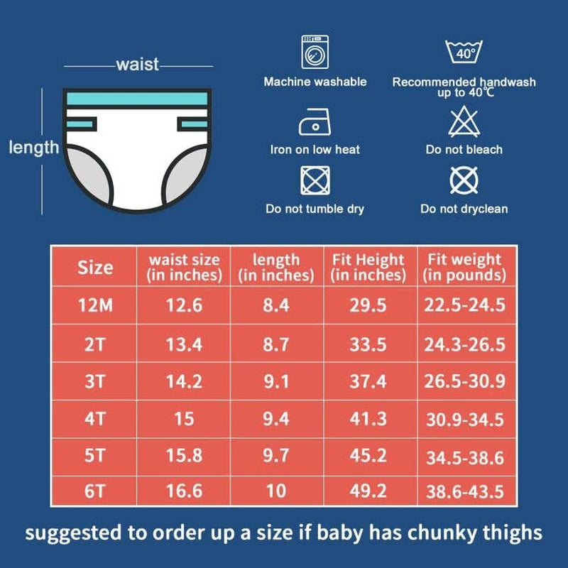 8 Packs Potty Training Pants Cotton Absorbent Training Underwear for Toddler Boy and Girls 2T-7T