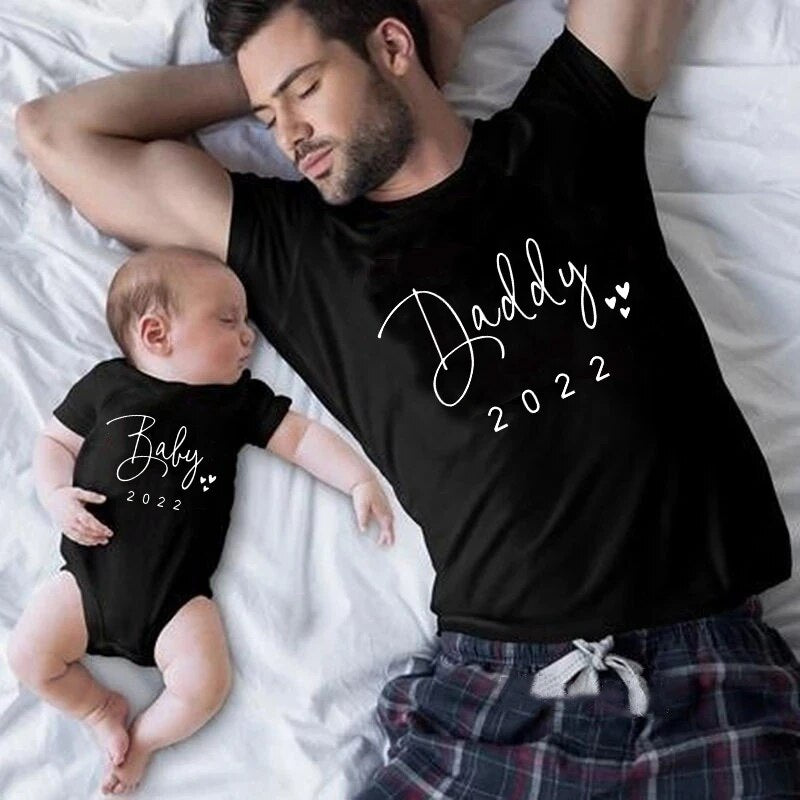 Funny Daddy Mommy Brother Sister Baby 2022 Family Matching Clothes Outfits Father Son Mother and Daughter Tshirts Baby Clothes