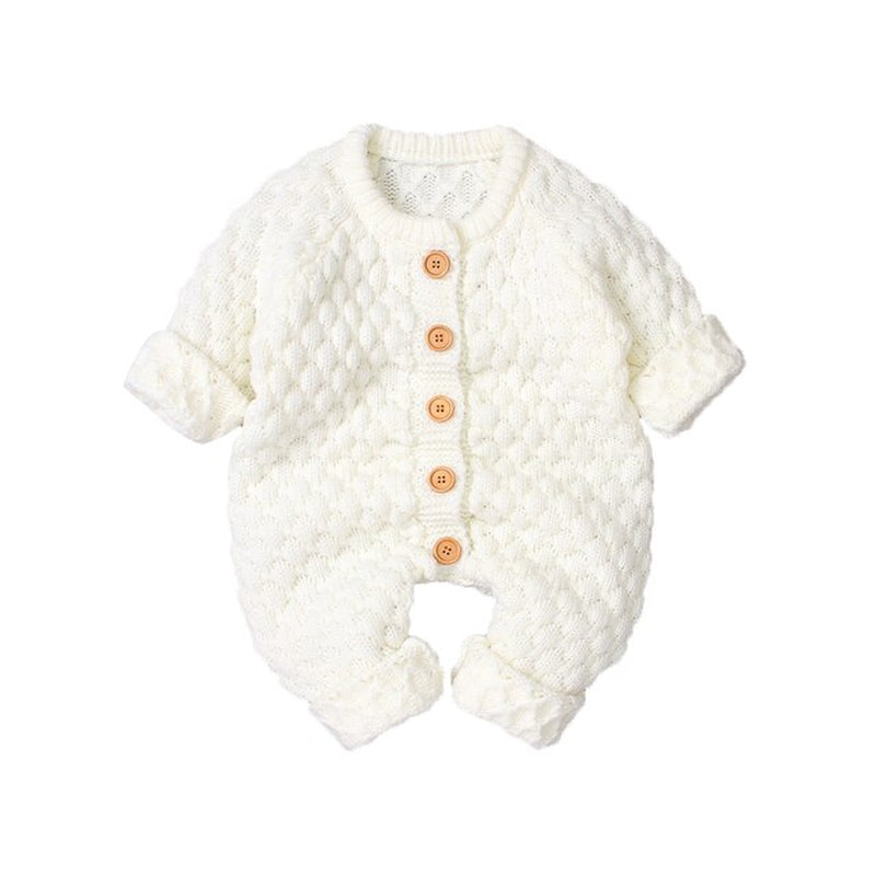 0-18M Newborn Infant Baby Girl Boy Romper Knitted Long Sleeve Jumpsuit Warm Autumn Winter Baby Clothes Costumes Solid